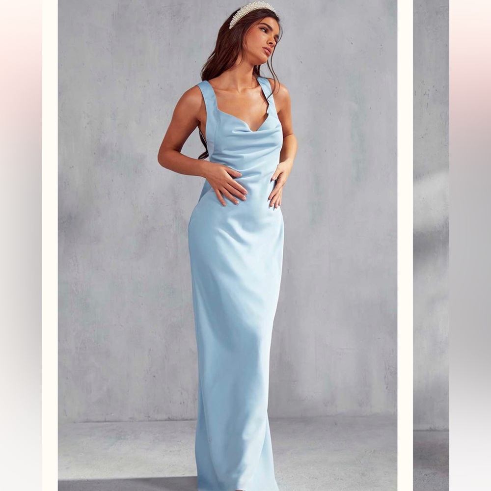 Misspap Cowl Neck Open Back Maxi Dress